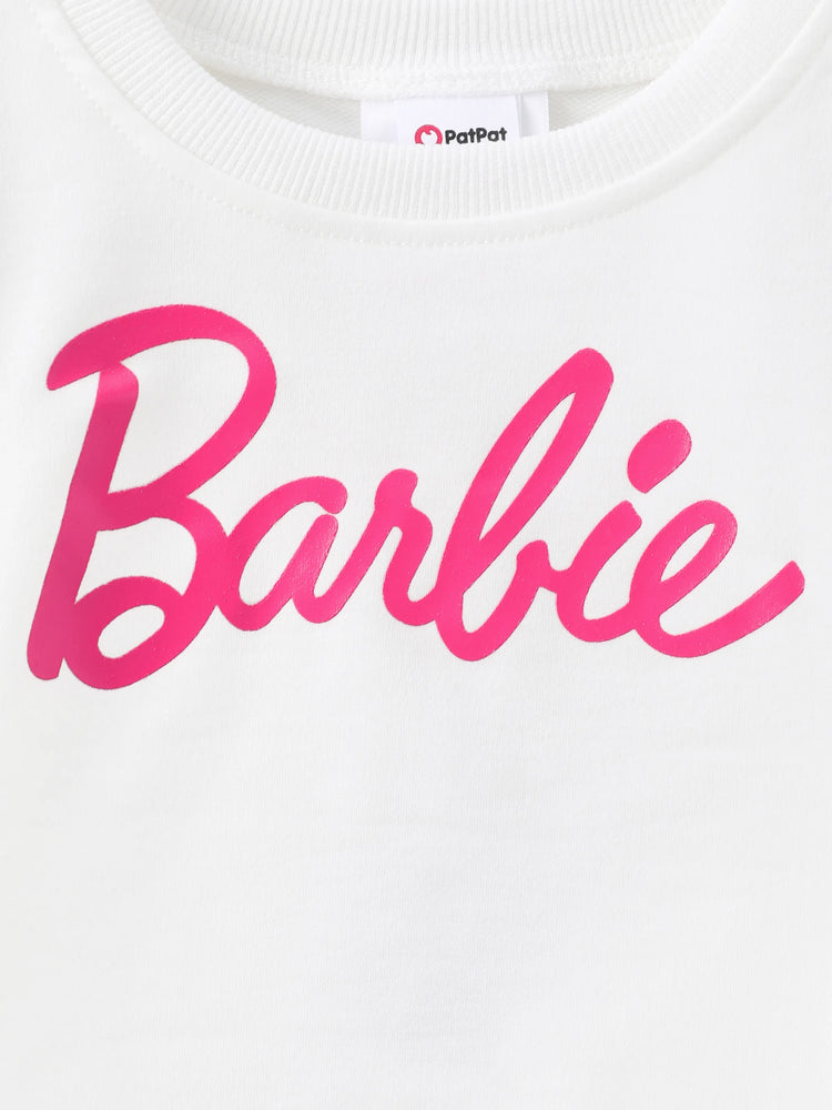 Ensemble Barbie pour petite fille, t-shirt à manches longues ou jupe en tulle, blanc, 1 pièce