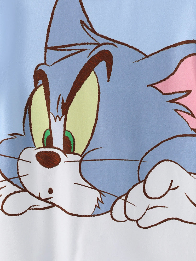 Combinaison imprimée mignonne Tom et Jerry pour bébé garçon/fille, bleue