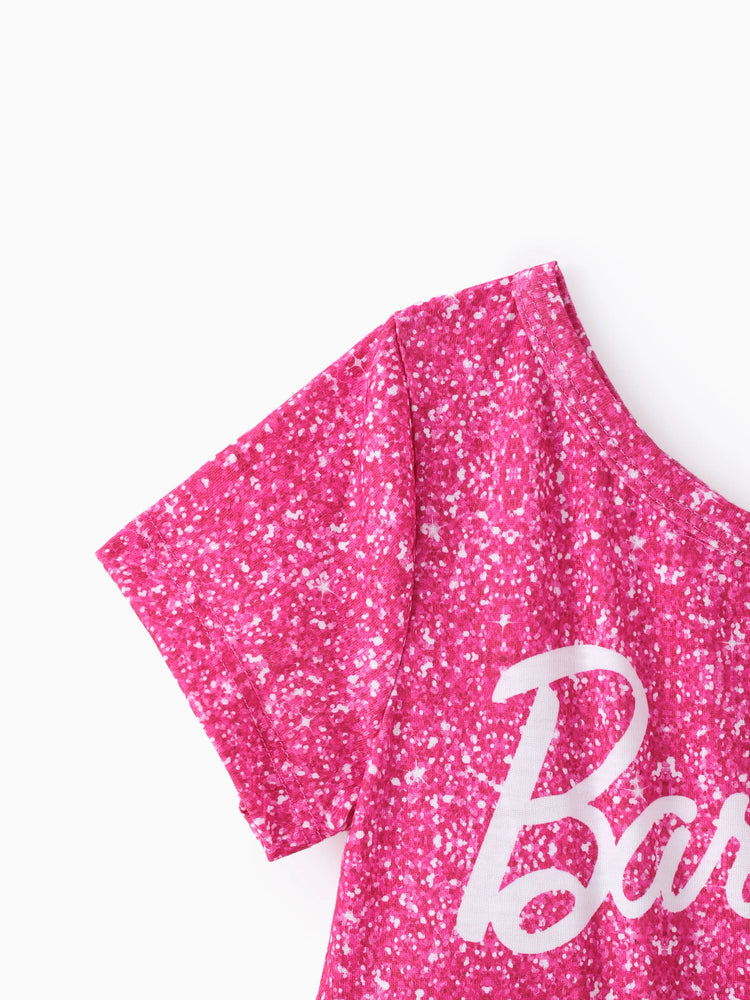 Barbie Toddler/Kid Girl One shouder desgin multi-layer Dress Rose pink