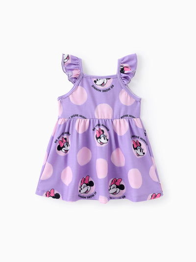Robe à manches volantées pour bébé/petite fille Disney Mickey et ses amis, imprimée Minnie, violet