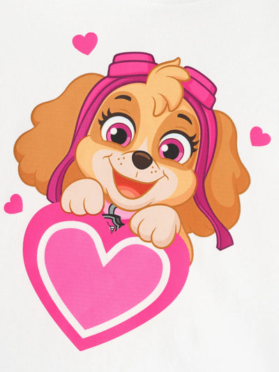 PAW Patrol Toddler Girl 2pcs Skye Heart Print Cotton Tee and Elasticized Shorts Set White