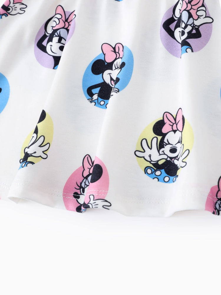 Robe blanche à manches volantées et imprimé Minnie pour bébé/petite fille Disney Mickey et ses amis