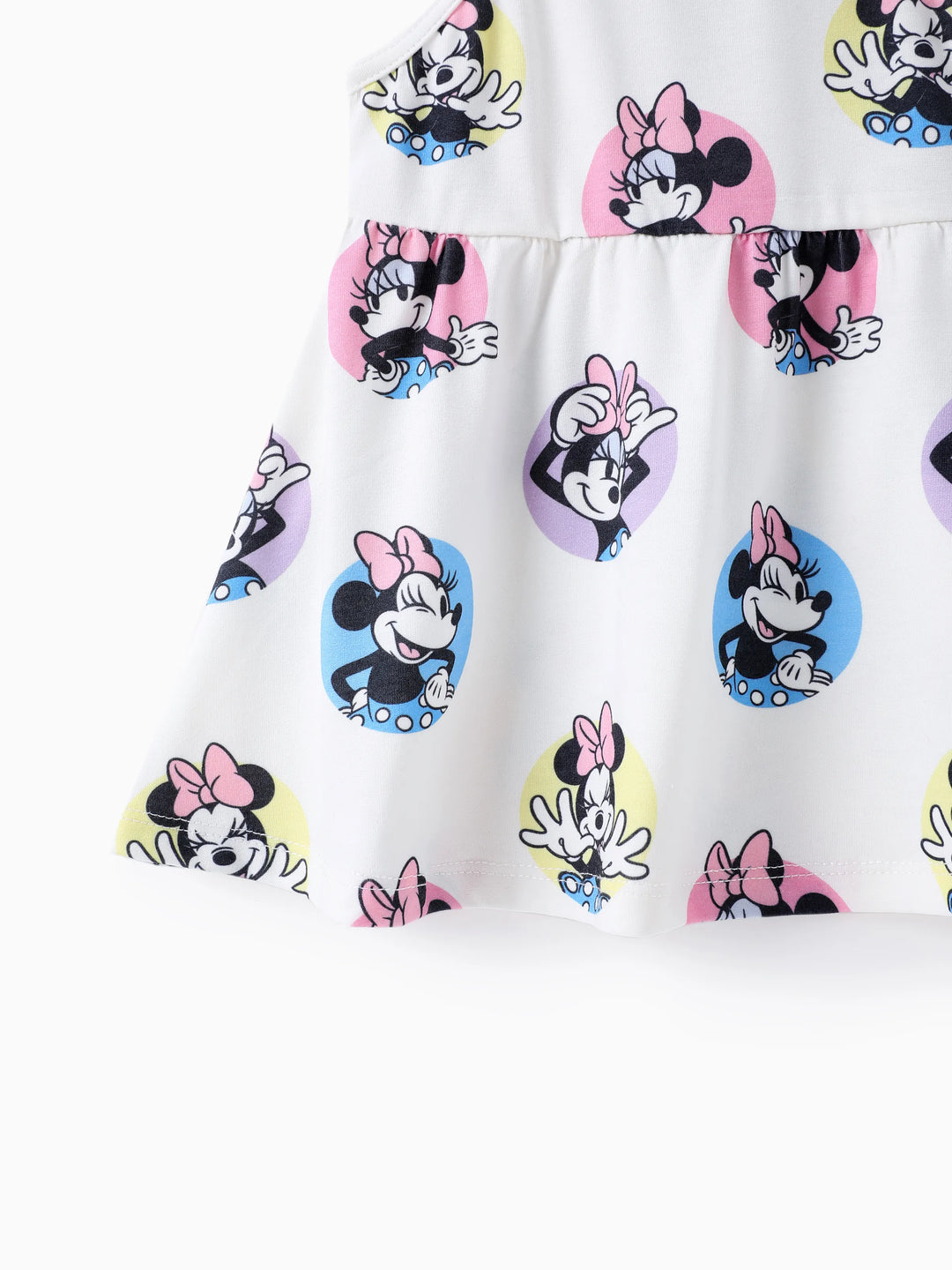 Vestido blanco con mangas con volantes y estampado de Minnie de Mickey y sus amigos de Disney para bebé/niña pequeña