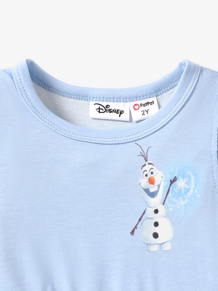 Disney Frozen Elsa & Anna 1pc Naia™ Character Print Ruffled/Sleeveless Dress Blue