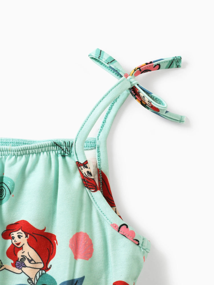 Disney Princess Ariel Toddler Girl Naia™ Character Floral Print Spaghetti Strap Romper Green
