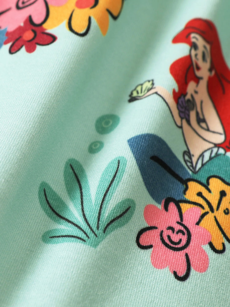 Disney Princess Ariel Toddler Girl Naia™ Character Floral Print Spaghetti Strap Romper Green