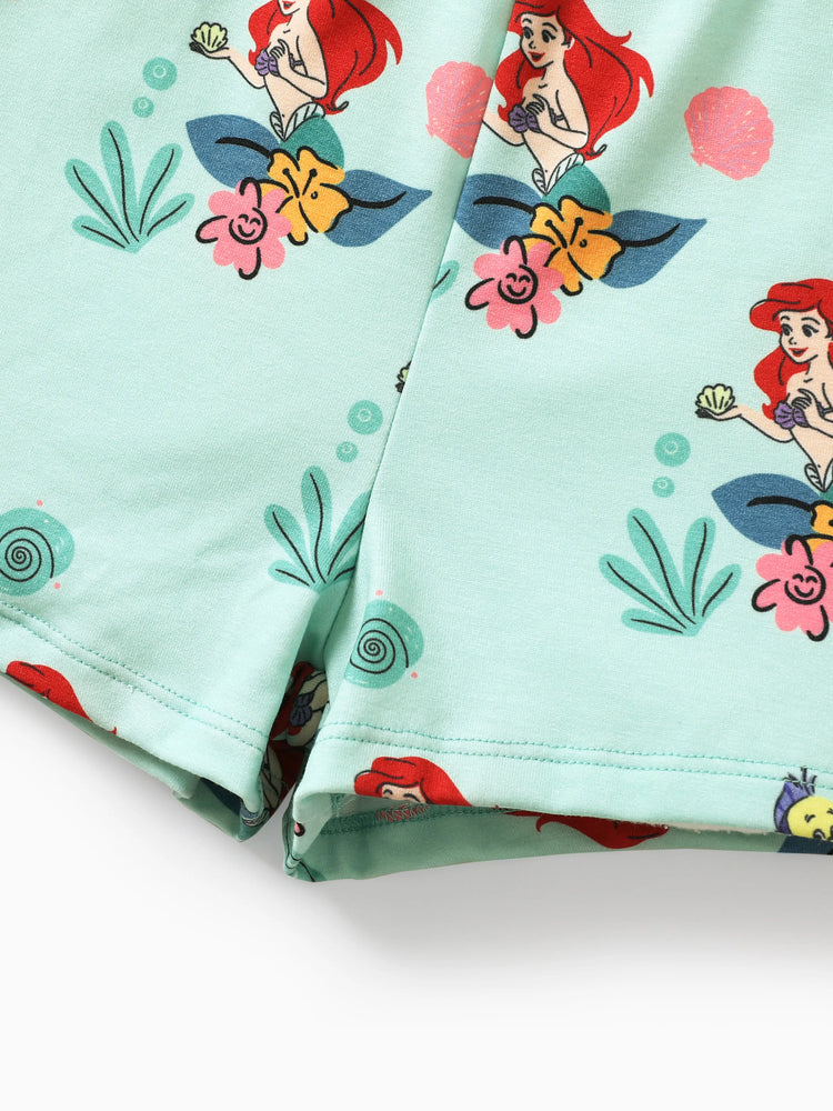 Disney Princess Ariel Toddler Girl Naia™ Character Floral Print Spaghetti Strap Romper Green