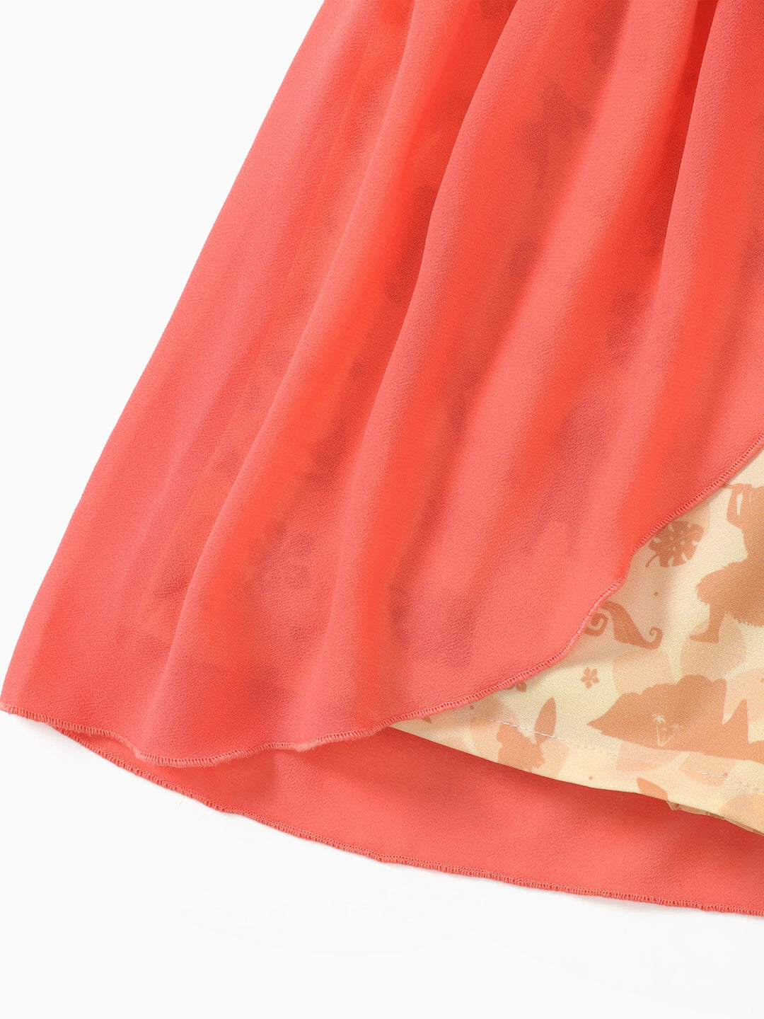 Disney Princess Moana Toddler Girl Character Print Bowknot Mesh Ruffled Romper orangered
