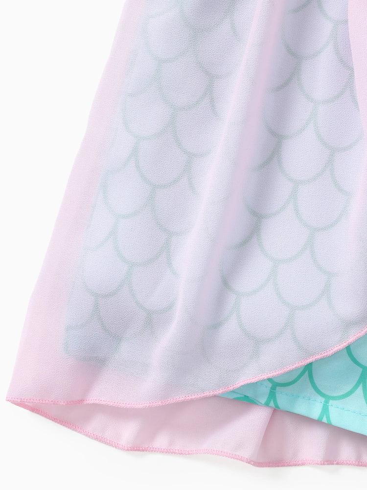 Barboteuse à volants en maille avec nœud et imprimé princesse Ariel pour petite fille, rose