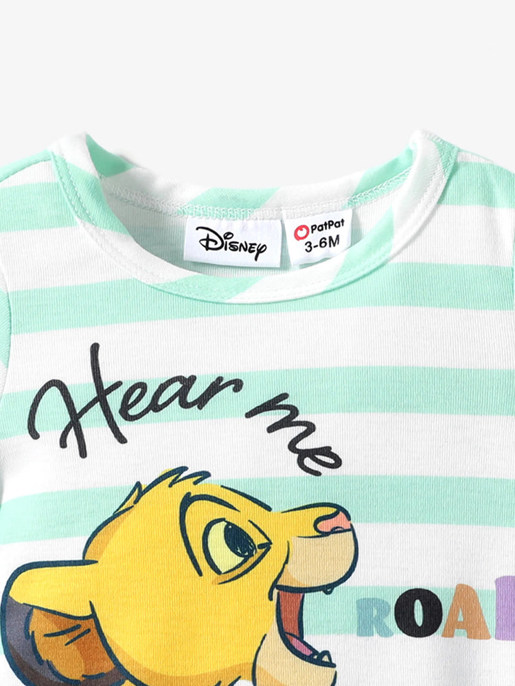 Disney Lion King Baby Boys/Girl Simba 1pc Naia™ Jungle Print Striped Romper Green