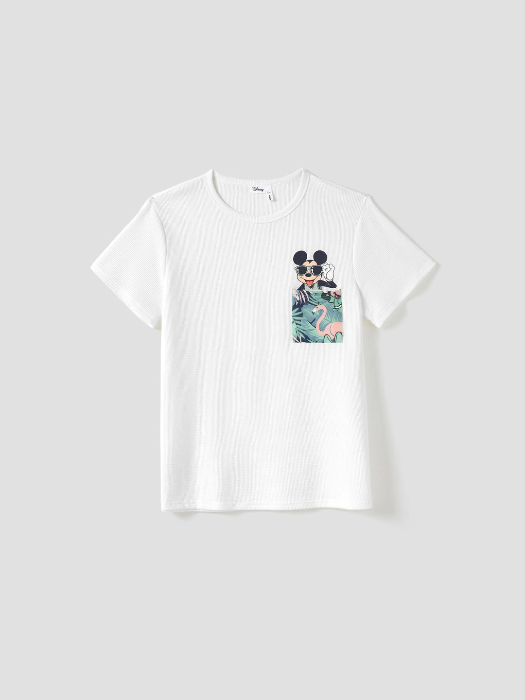 Disney Mickey und Freunde Daddy & Tochter Tropischer Botanischer Druck Waffelstoff T-Shirt/Kleid grünweiß