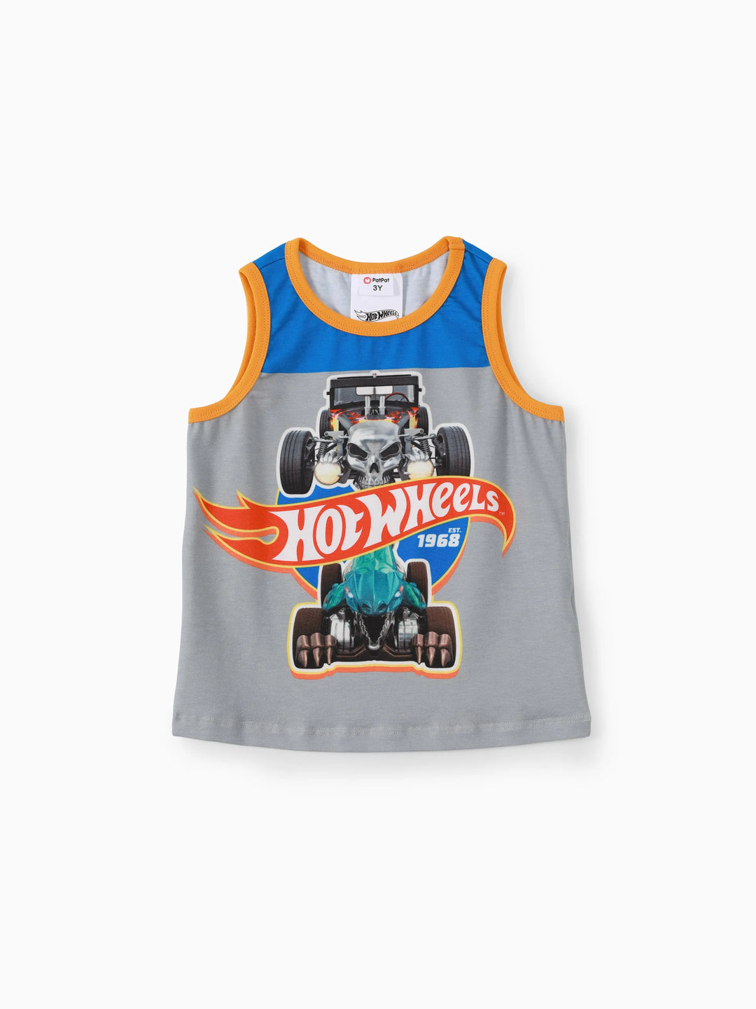 Hot Wheels 2pcs Toddler Boy Naia Colorblock Tank Top and Elasticized Cotton Shorts set Blue
