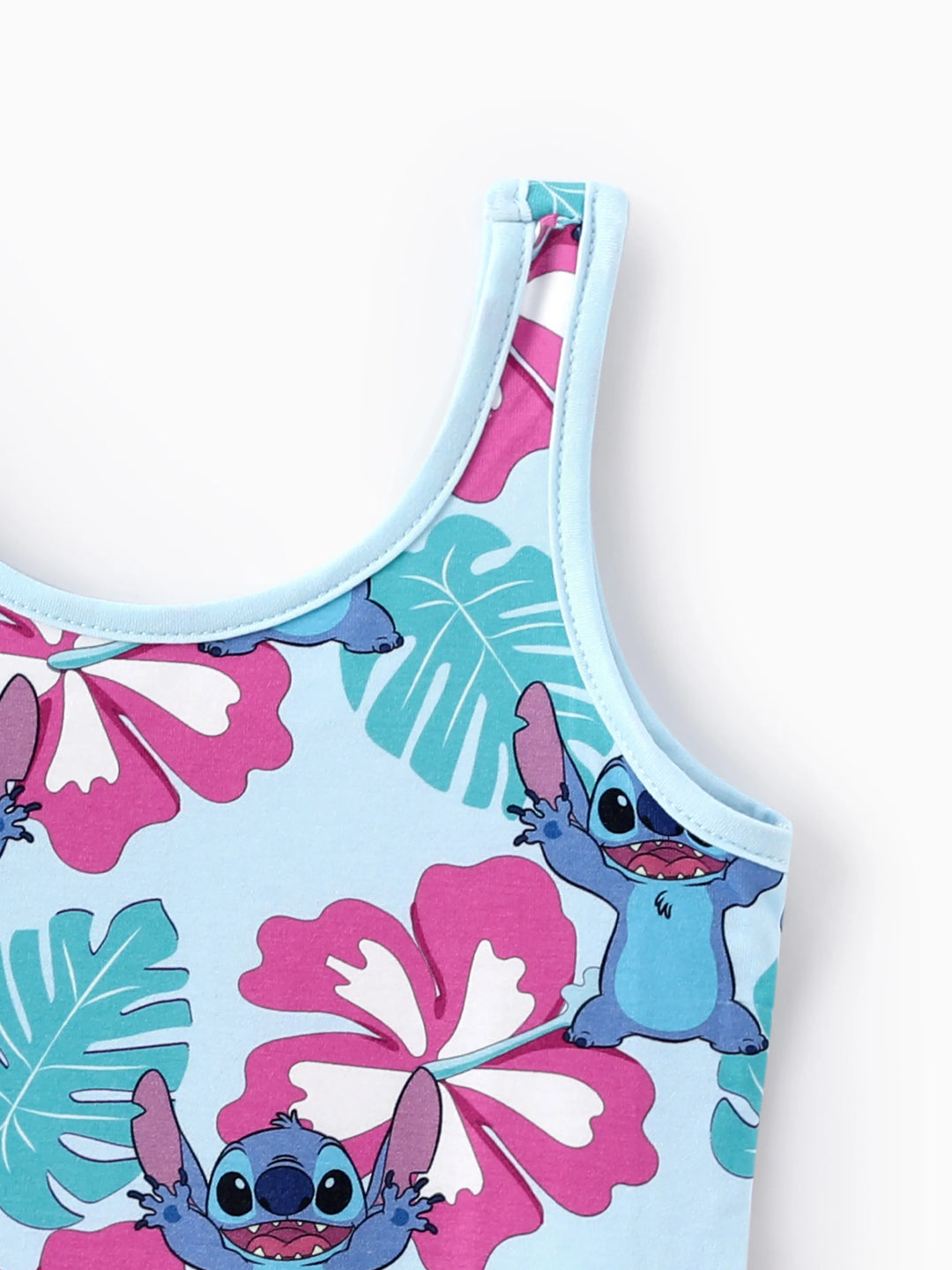 Disney Stitch Kleinkind/Kind Mädchen 1 Stück Naia™ Hawaii Stil Charakter Allover Print ärmelloses Kleid blau