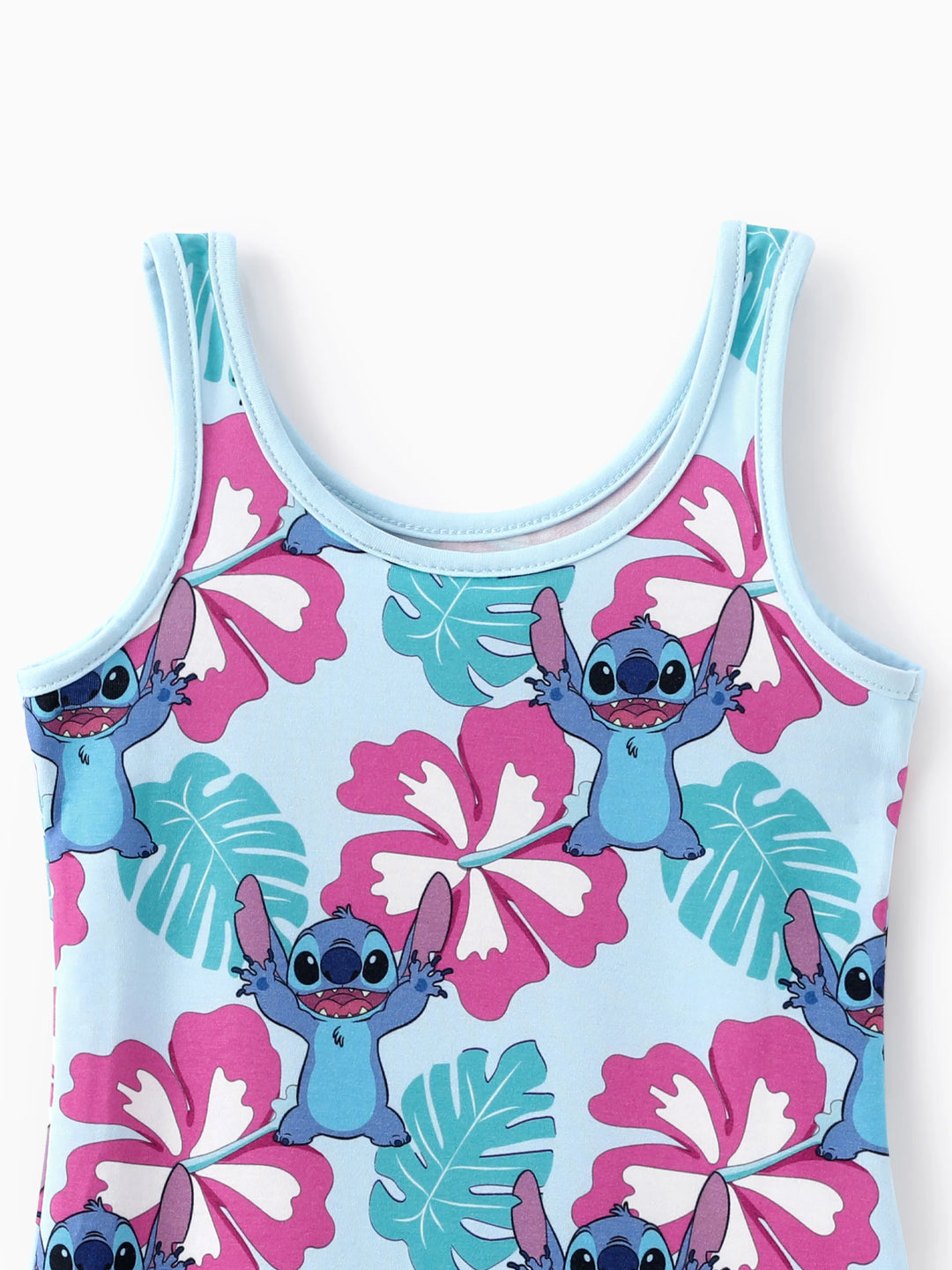 Disney Stitch Kleinkind/Kind Mädchen 1 Stück Naia™ Hawaii Stil Charakter Allover Print ärmelloses Kleid blau