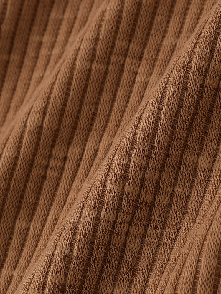 Baby Boy/Girl Clothes Button Design Solid Ribbed Knitted Long-sleeve Pullover Top Brown