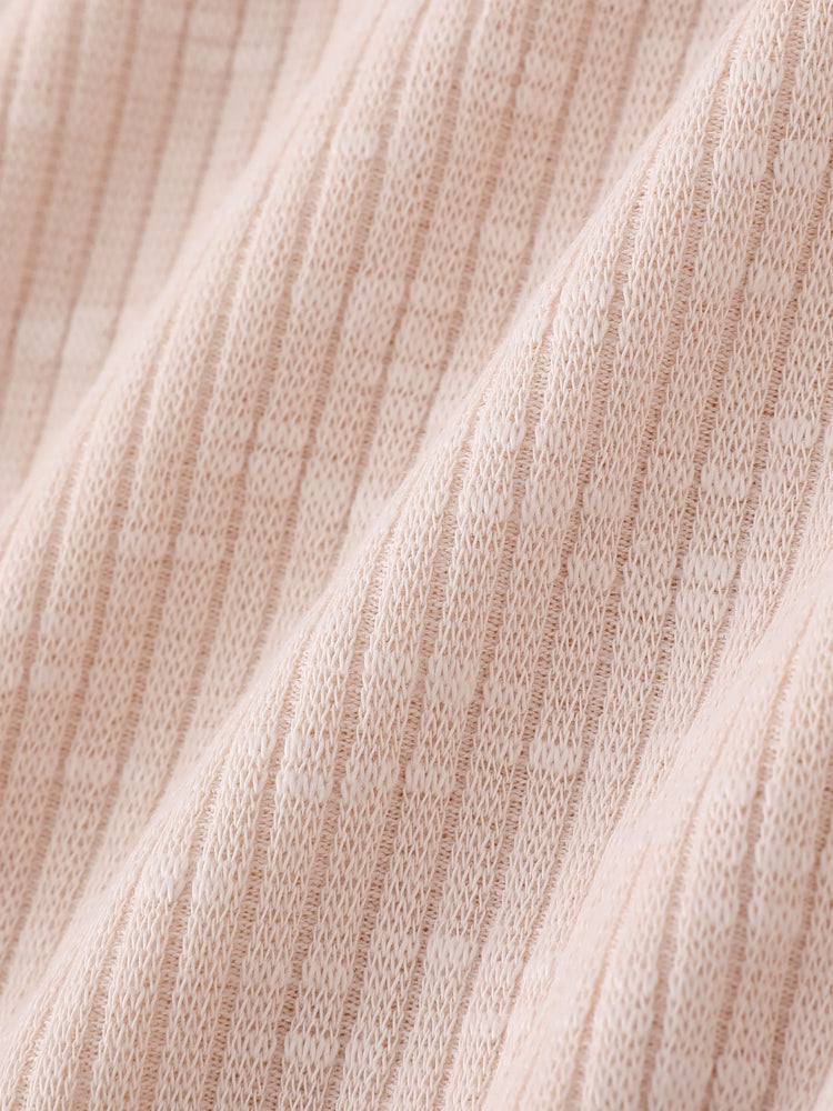 Pull à manches longues en tricot côtelé uni avec boutons pour bébé garçon/fille, couleur abricot