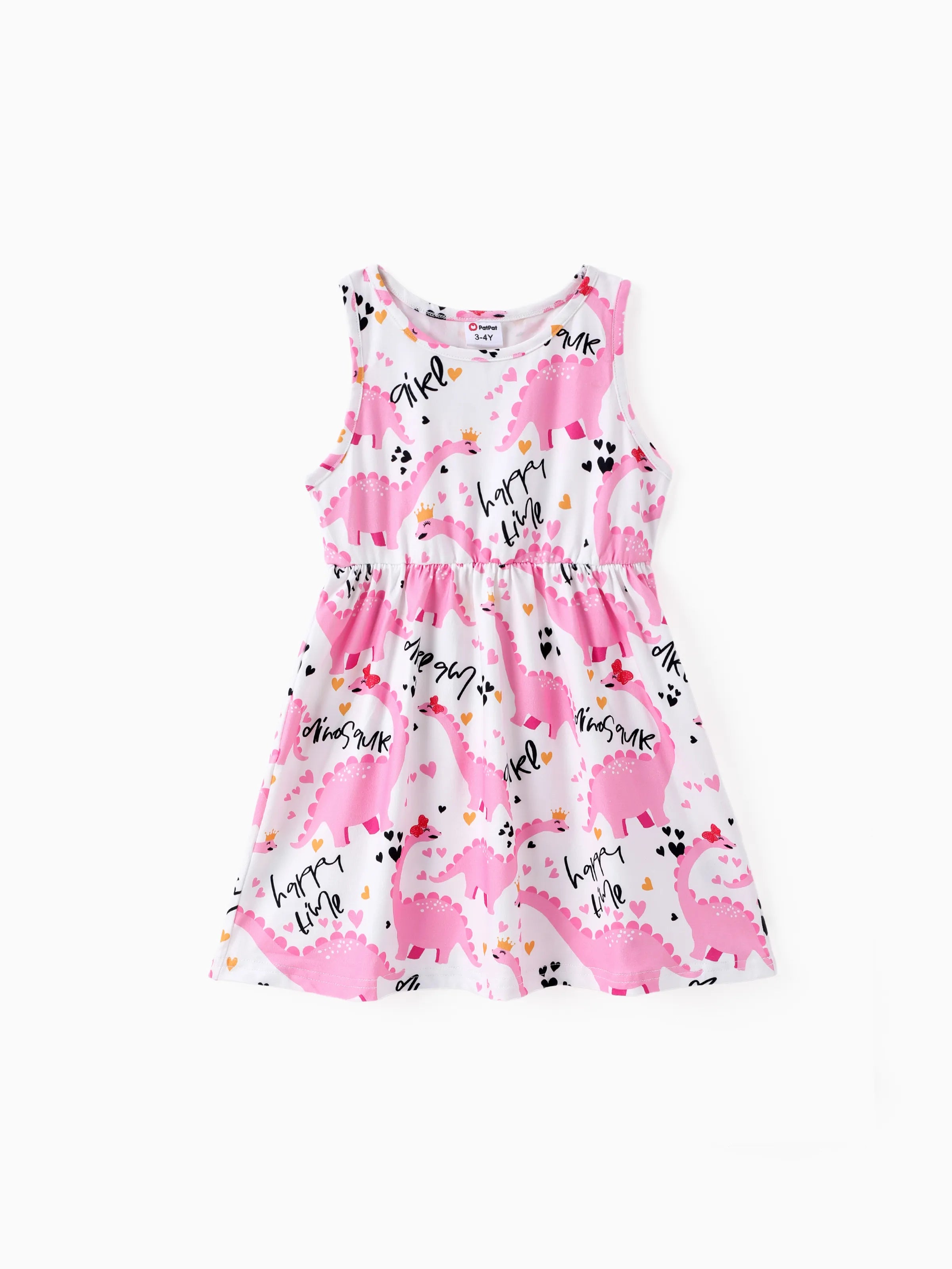animal print dress for toddler Toddler Girl Animal Dinosaur Print Sleeveless Dress Pink