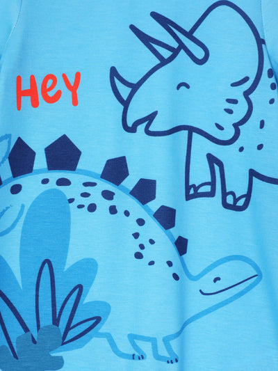 Baby Boy Stripe/Dinosaur Print Short-sleeve Romper Light Blue
