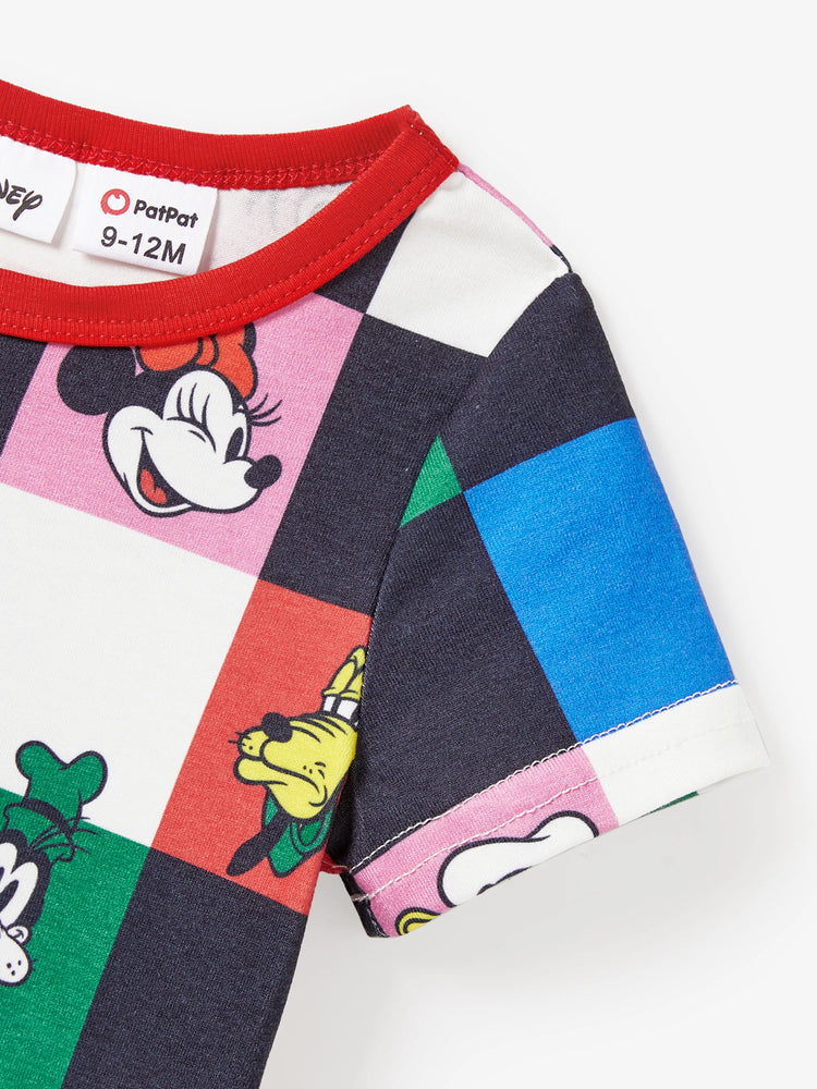 Mommy and Me Disney Mickey and Friends Family Matching Naia™ Colorful Checkered Pattern Top/Sleeveless Dress/Onesie Multi-color