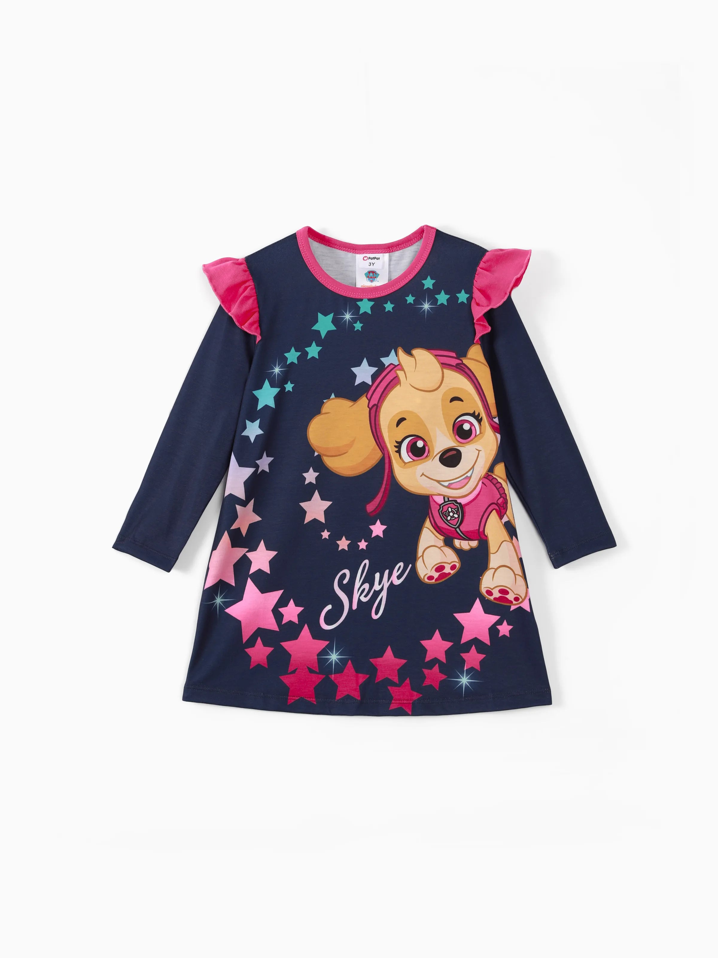 PAW Patrol Toddler Girl Skye Flounce Star Dress Dark Blue - PatPat PAW Patrol Toddler Girl Skye Flounce Star Dress Dark Blue - PatPat