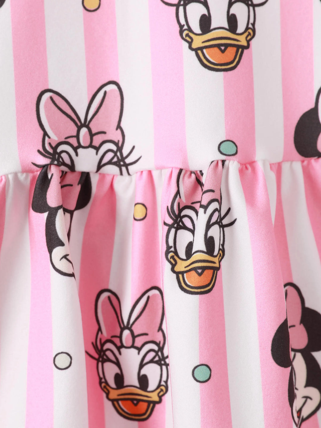 Robe Disney Mickey et ses amis pour petite fille, imprimé numérique à pois et rayures, rose
