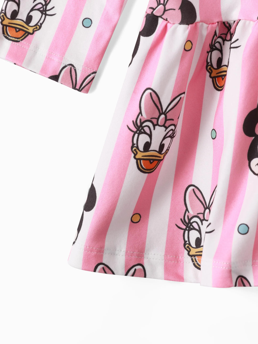 Robe Disney Mickey et ses amis pour petite fille, imprimé numérique à pois et rayures, rose