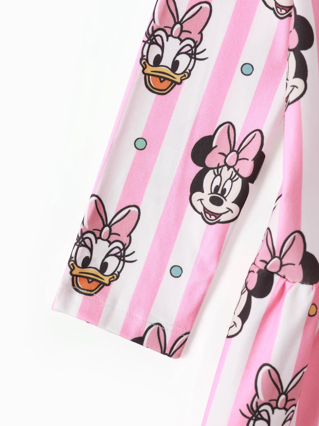 Robe Disney Mickey et ses amis pour petite fille, imprimé numérique à pois et rayures, rose