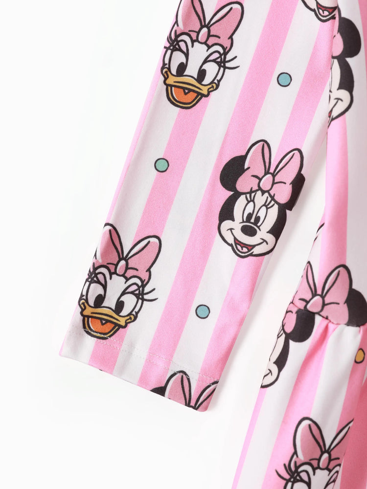Disney Mickey and Friends Toddler Girl Daisy Polka Dot/Stripe Digital Print Dress Pink