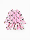 Disney Mickey and Friends Toddler Girl Daisy Polka Dot/Stripe Digital Print Dress Pink