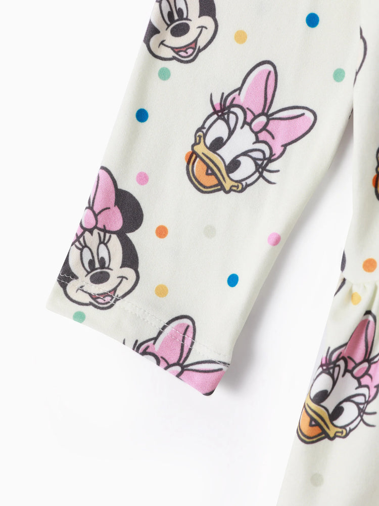 Disney Mickey and Friends Toddler Girl Minnie Polka Dot/Stripe Digital Print Dress Apricot