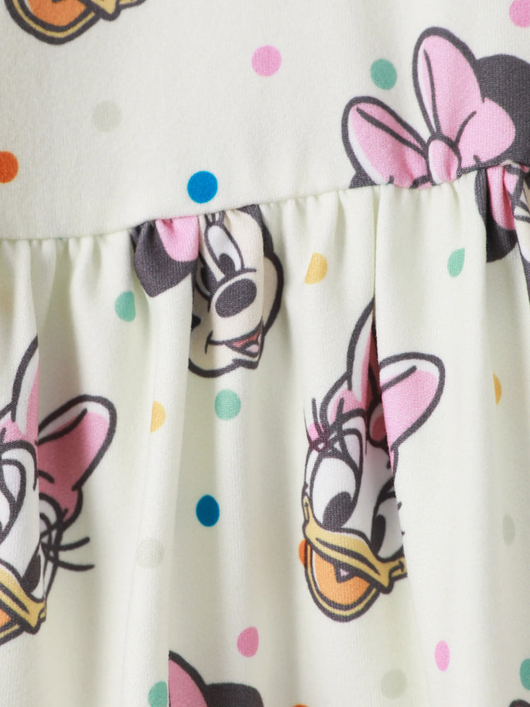 Disney Mickey and Friends Toddler Girl Minnie Polka Dot/Stripe Digital Print Dress Apricot