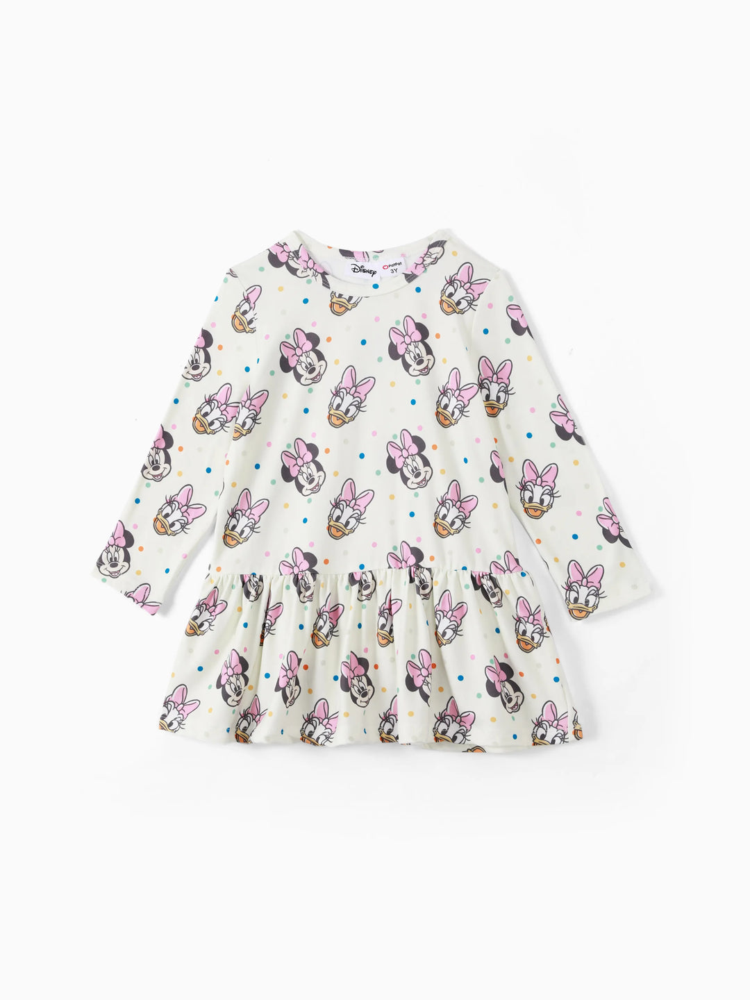 Disney Mickey and Friends Toddler Girl Minnie Polka Dot/Stripe Digital Print Dress Apricot