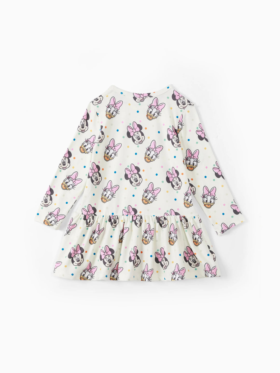 Vestido con estampado digital de lunares y rayas de Minnie de Disney Mickey y sus amigos para niña pequeña, color albaricoque
