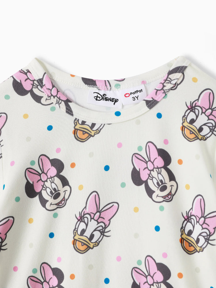 Disney Mickey and Friends Toddler Girl Minnie Polka Dot/Stripe Digital Print Dress Apricot