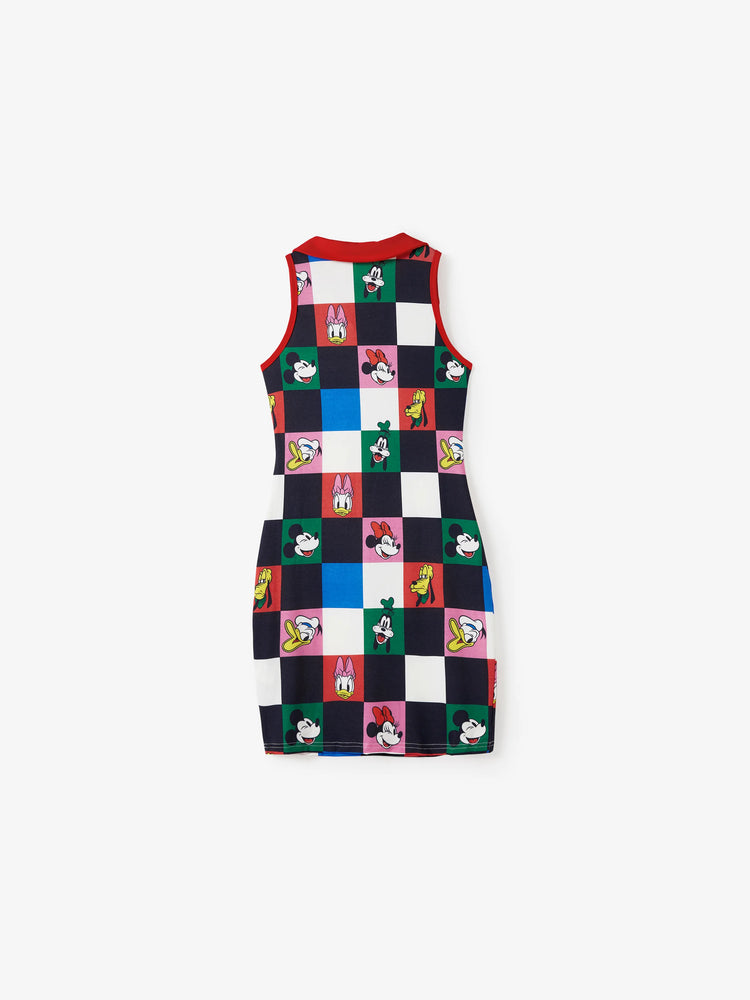 Mommy and Me Disney Mickey and Friends Family Matching Naia™ Colorful Checkered Pattern Top/Sleeveless Dress/Onesie Multi-color