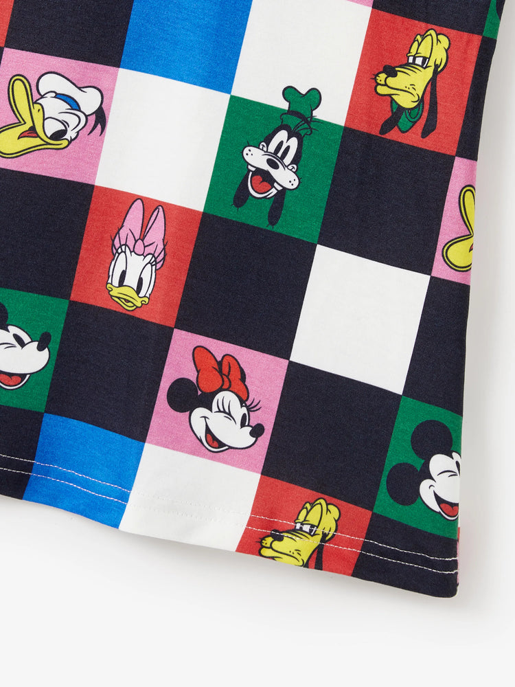 Ensemble assorti Disney Mickey et ses amis Naia™ à carreaux colorés, haut, robe sans manches et combinaison multicolore