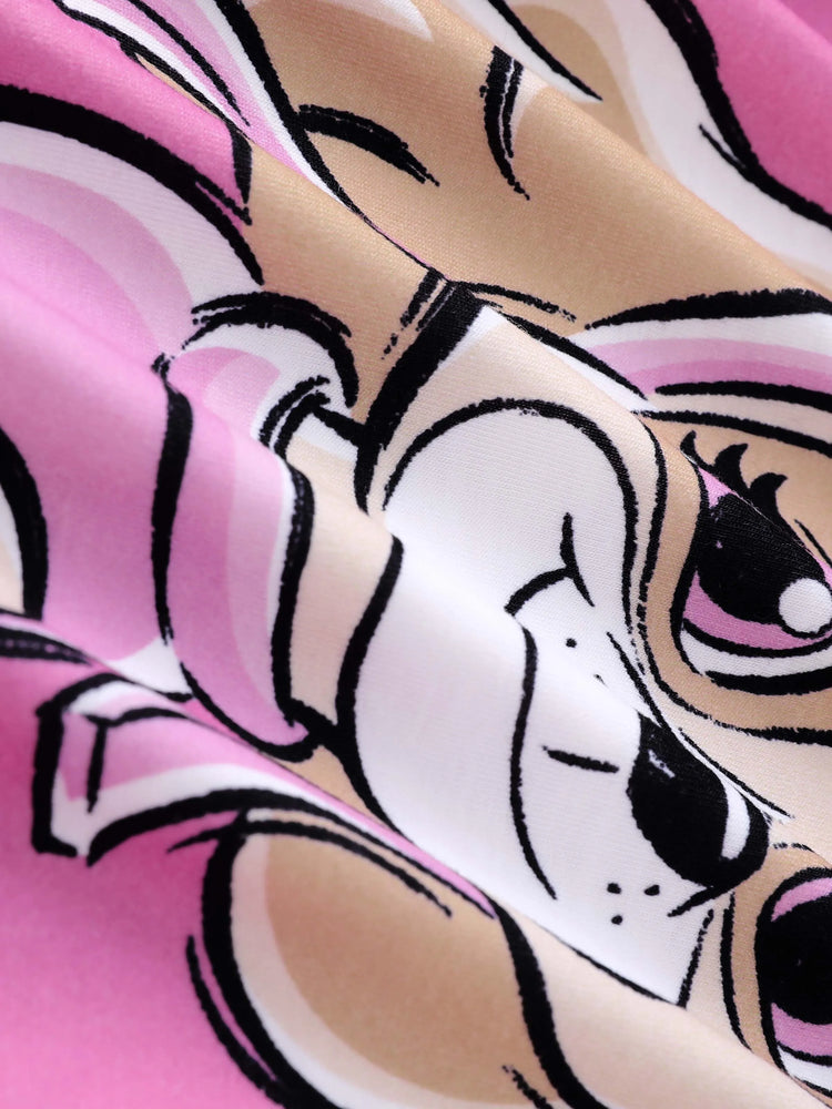 Camiseta estampada con el logo de Skye de la Patrulla Canina para niña pequeña
 Rosa rosa