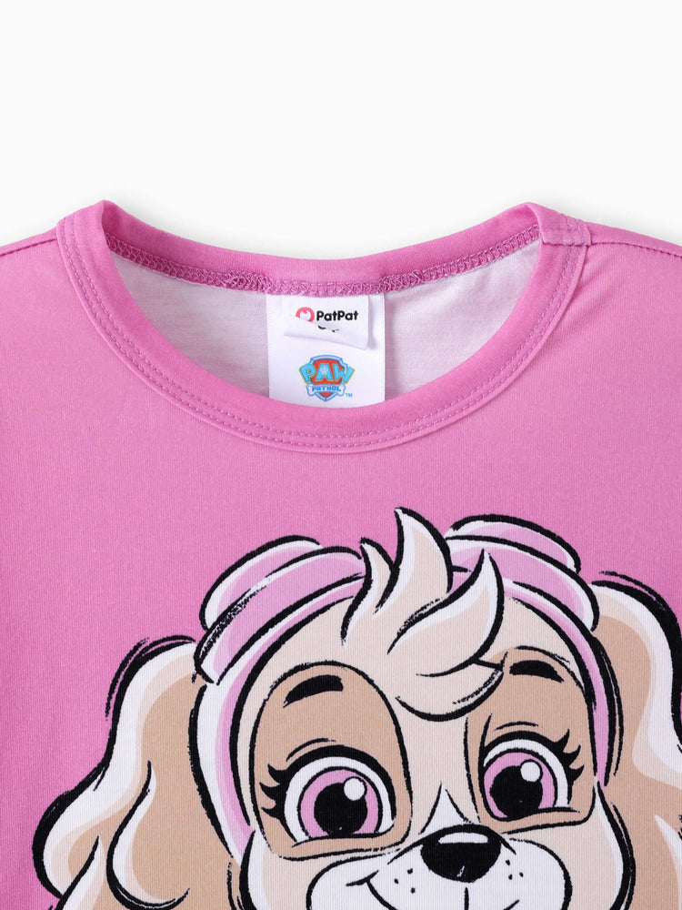 Camiseta estampada con el logo de Skye de la Patrulla Canina para niña pequeña
 Rosa rosa