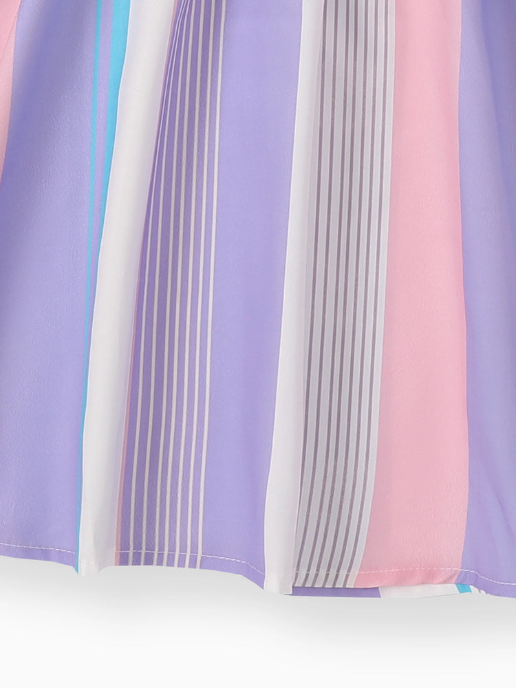 Robe nuisette à volants et rayures colorées pour fille, violette