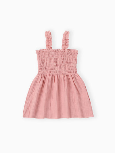 Baby Mädchen Lässiges gesmoktes Cami-Kleid rosa