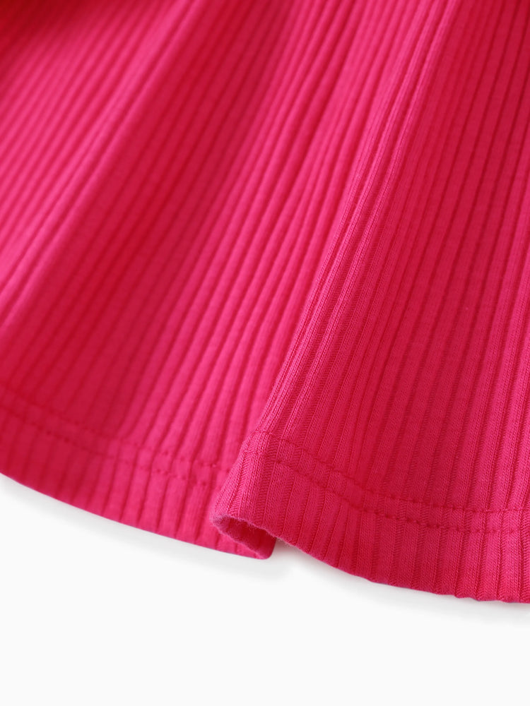 Conjunto de 2 piezas de camiseta con diseño de lazo y leggings con estampado floral para niña pequeña Roseo