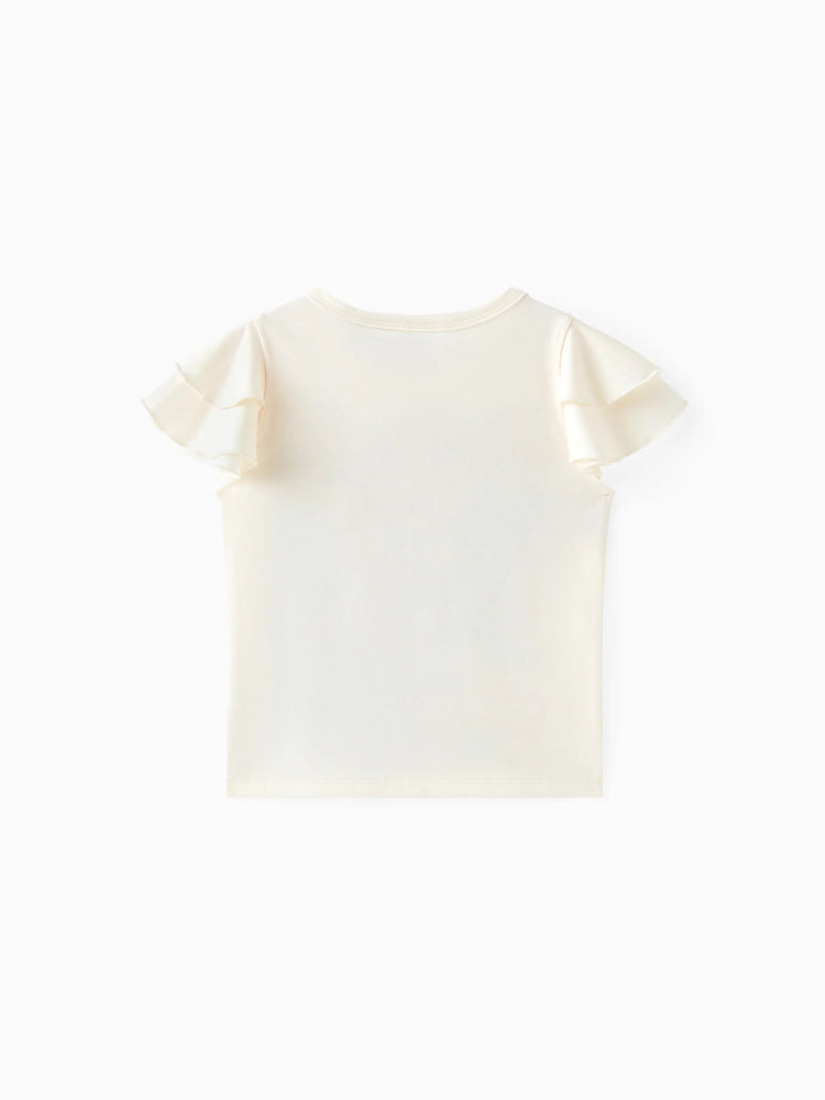 Disney Prinzessin Kleinkind Mädchen Naia™ Charakter Print T-Shirt mit gerüschten Ärmeln weiß