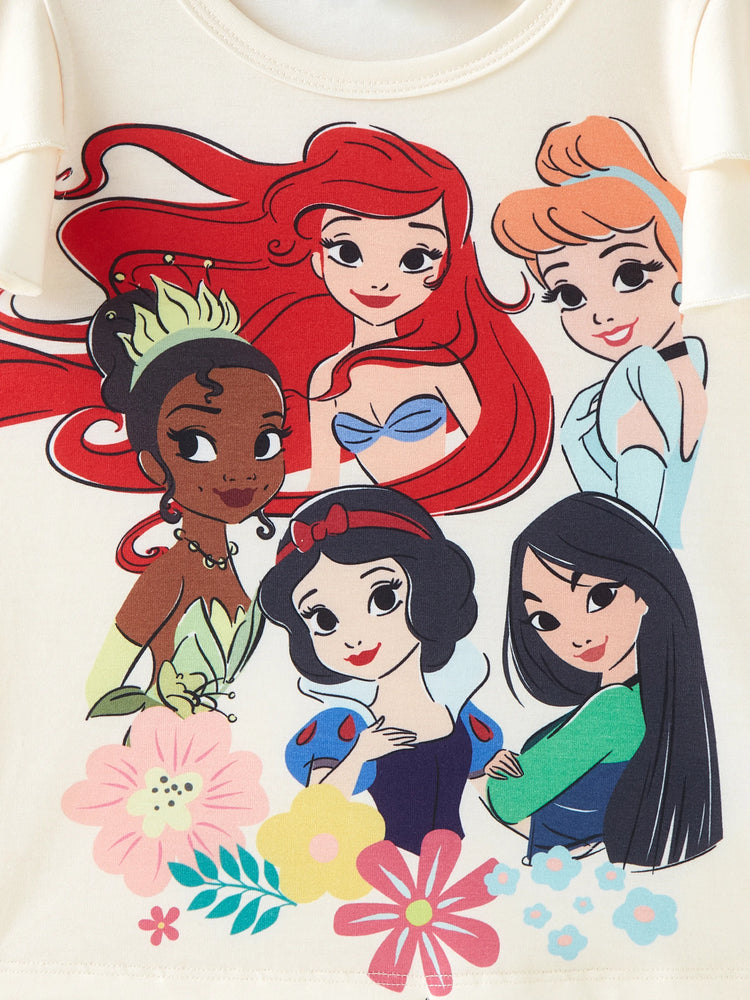 Disney Prinzessin Kleinkind Mädchen Naia™ Charakter Print T-Shirt mit gerüschten Ärmeln weiß