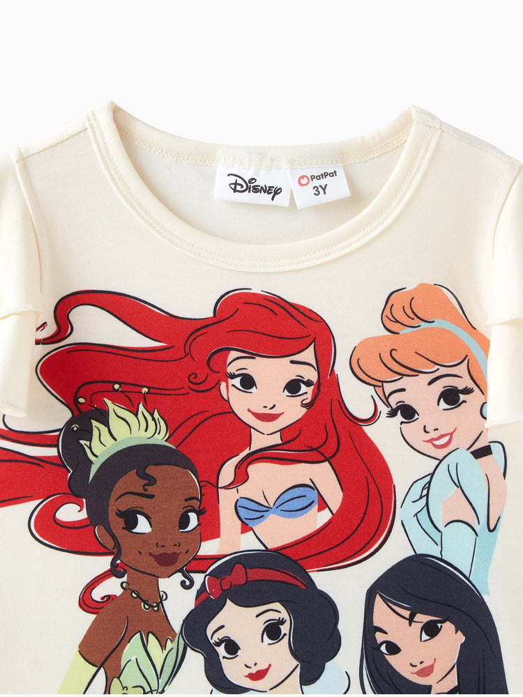 Disney Prinzessin Kleinkind Mädchen Naia™ Charakter Print T-Shirt mit gerüschten Ärmeln weiß