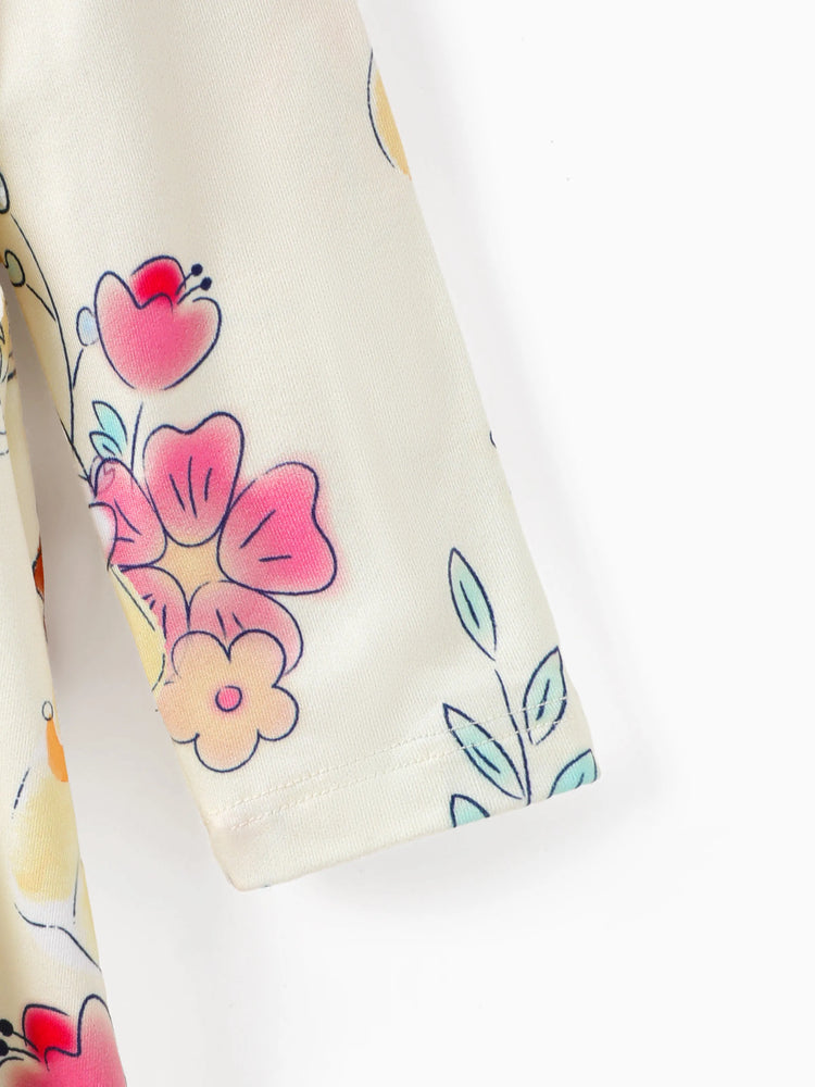 Robe à volants imprimée Disney Princesse Belle pour bébé fille, jaune