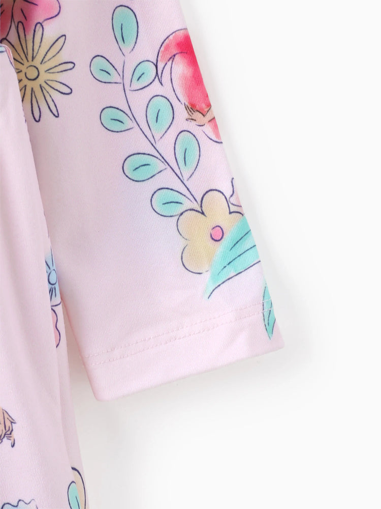 Robe à volants imprimée princesse Disney Ariel pour bébé fille, rose