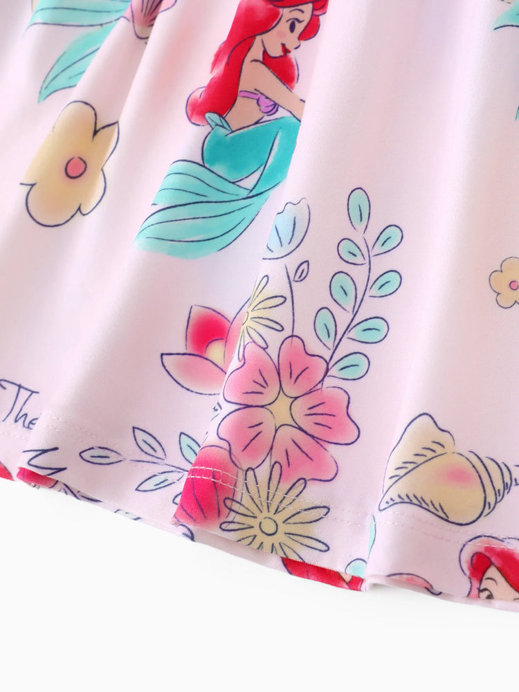 Robe à volants imprimée princesse Disney Ariel pour bébé fille, rose