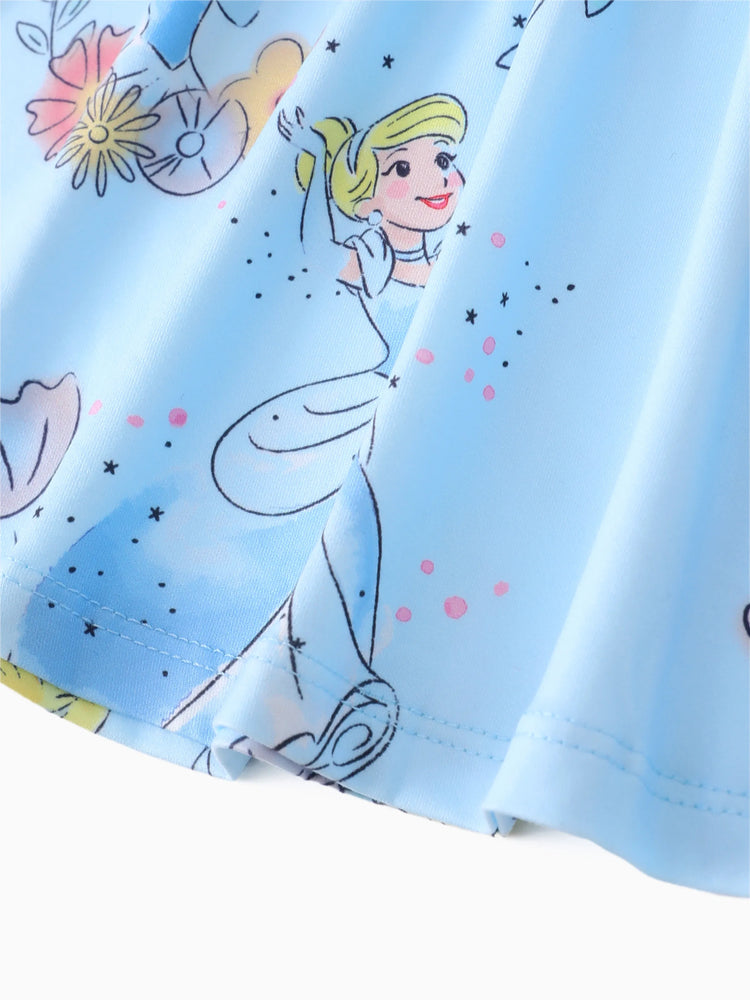 Robe à volants imprimée Cendrillon pour bébé fille Princesse Disney Bleu