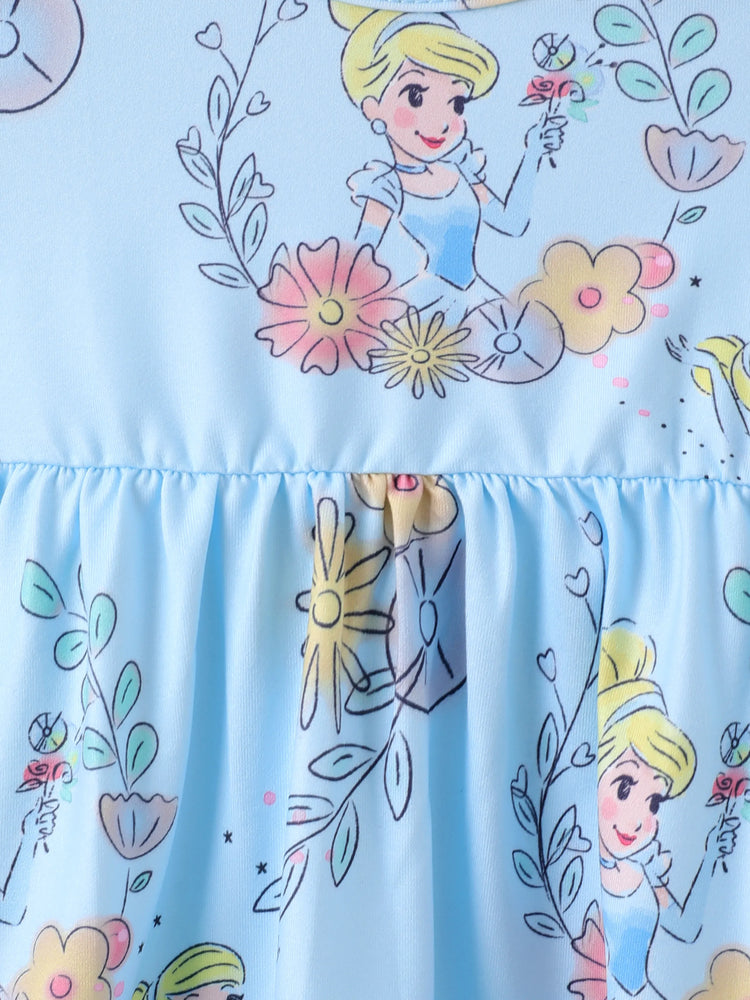 Robe à volants imprimée Cendrillon pour bébé fille Princesse Disney Bleu