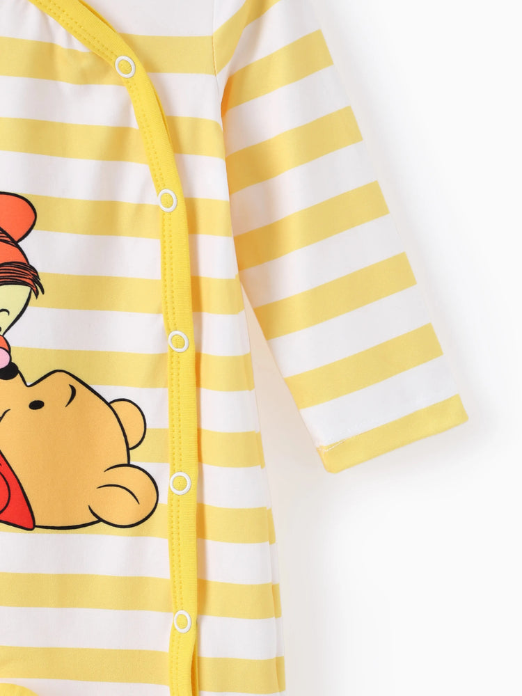 Disney Winnie the Pooh Baby Girl/Boy Stripe & Character Print Long-sleeve Jumpsuit Yellow